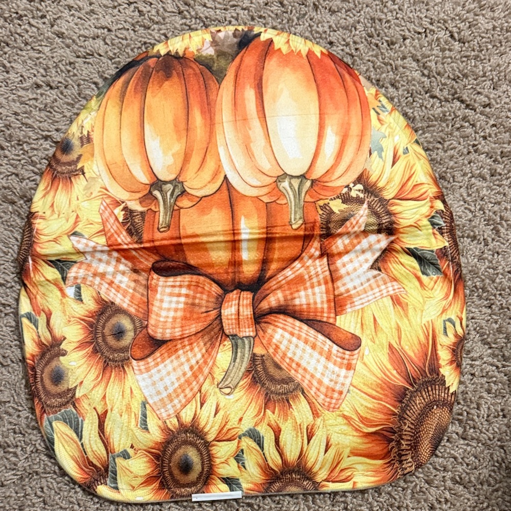 Sunflower and Pumpkin Seat Cushion, toilet mat, bath mat, and shower curtain